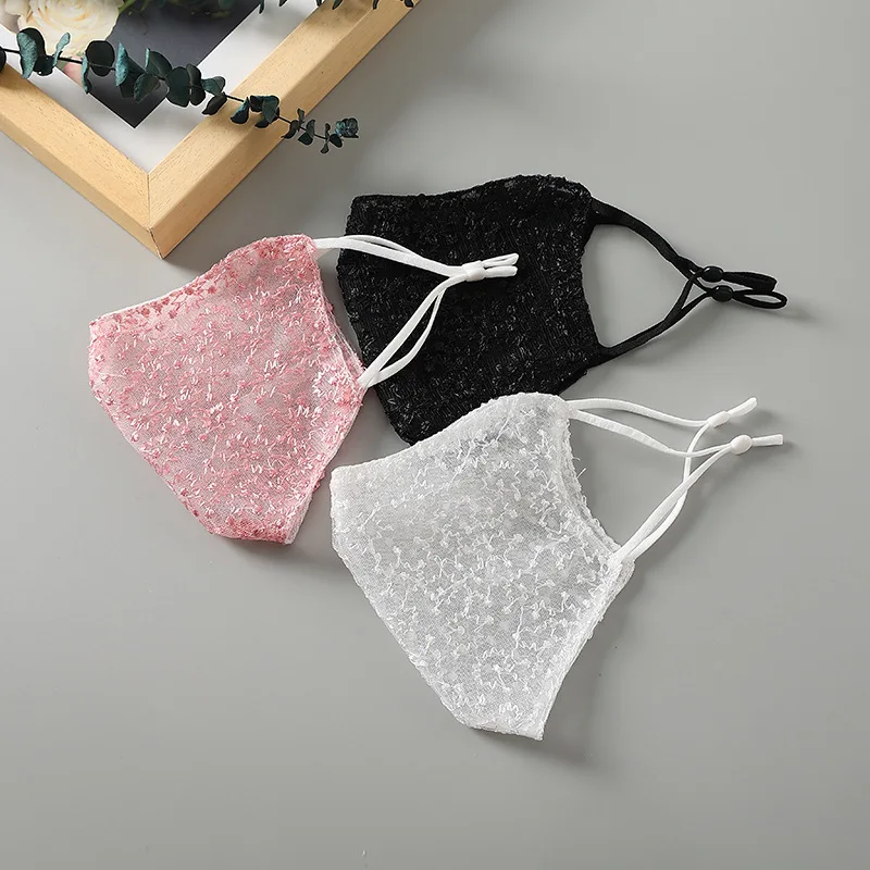1/2pc Black White Lace Face Ma - Cloth Face Mask Washable review and price